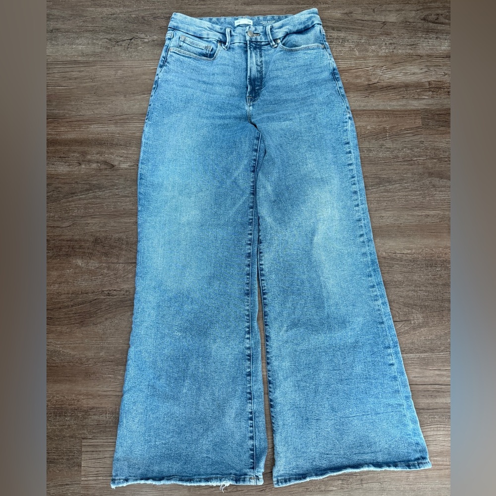 Good American Denim Blue Wide Leg Jeans